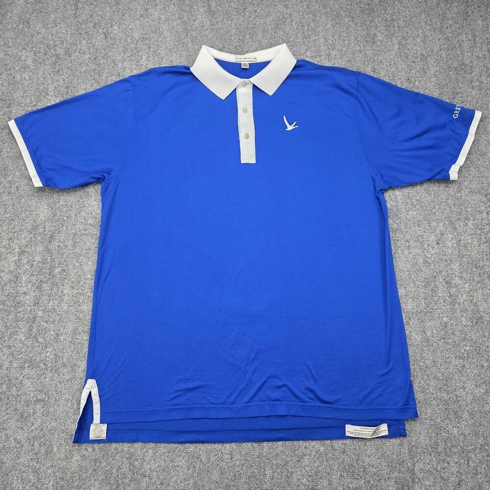 Peter Millar Shirt Mens XL Blue Polo Grey Goose Vodka Logo Golf Cotton Promo
